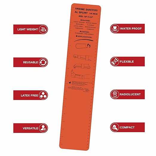 First Aid Splint 36" X 4.3" Orange -Waterproof First Aid Medical Tactical Field Splint For Bone Fracture Treatment (4, Folded)