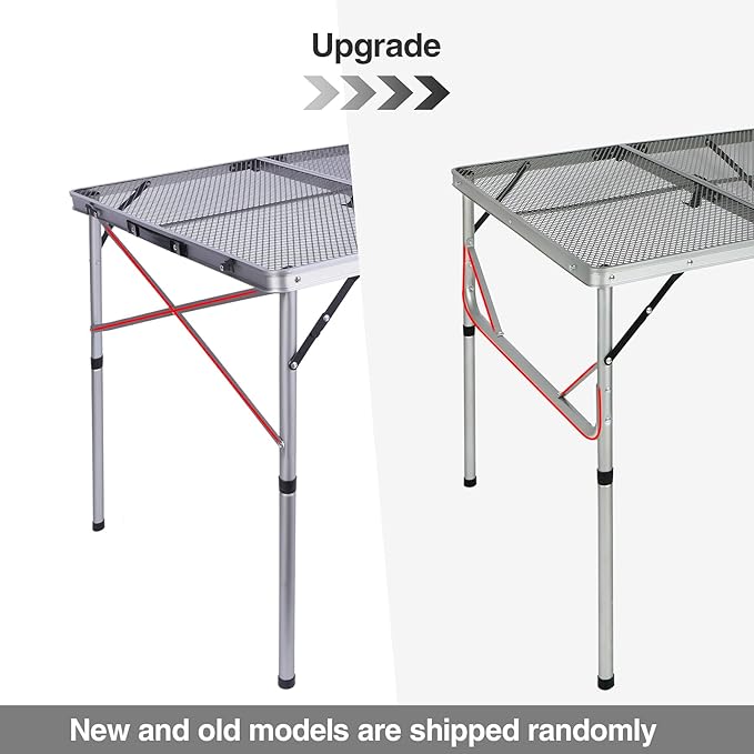 REDCAMP Folding Portable Grill Table for Outside, Lightweight Aluminum Metal Grill Stand Table for Camping Cooking BBQ RV Picnic,Easy to Assemble with Adjustable Heights Legs,Silver 32”x32”