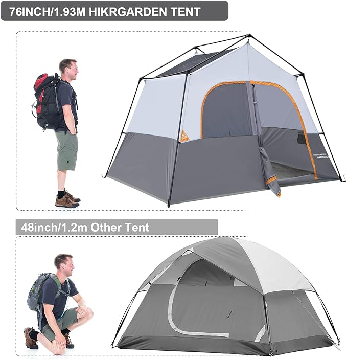 HIKERGARDEN 6-8 Person Camping Tent - Portable Family Cabin Tent for Camp, Windproof Fabric Camp Tent Outdoor for Hiking, Backpacking, Traveling