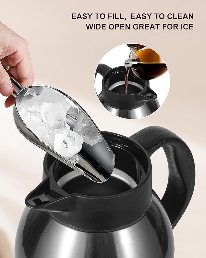 2 PCS Large and Heavy Thermal Coffee Carafe 101 oz,Fullness Water is 7.3 LB - 24 Hours Hot, Insulated Airpot Dispenser,Coffee Carafes For Keeping Hot for Parties (2 Silver)