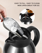 2 PCS Thermal Coffee Carafe 102 oz / 3L - Up to 36 Hours Hot, Insulated Stainless Steel Airpot for Hot Liquids, Coffee Carafes For Keeping Hot Coffee for Parties -Large Carafe Flask(Black/Silver)