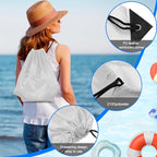 PLULON 2Pcs White Drawstring Bags Bulk Drawstring Backpack String Backpack Cinch Sack Sport Gym Backpack Bags for Yoga Traveling Outdoor Sports