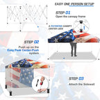 EAGLE PEAK Pop Up Canopy Tent with 1 Sidewall, Easy Setup Event Tent, Outdoor Sun Shade, Wheeled Carry Bag, Stakes and Guy Ropes, Instant Canopy 10x10, Stars and Stripes