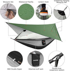 G4Free Camping Hammock with Net and Rain Fly, 2 Person Lightweight Portable Hammock Tent with Tarp for Camping Hiking Backyard Outdoor Backpacking Travel