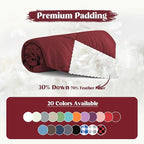puredown® Soft Feather Down Throw Blanket Lightweight Packable Couch Throw for Indoor and Outdoor Use, 50"X70", Wine