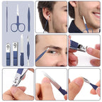 Aceoce Travel Manicure Set Mens Grooming Kit Stainless Steel Nail Clippers Nail Care Tool with Luxurious Travel Case Manicure Pedicure Set Professional Personal Care Gift for Men Family Friends