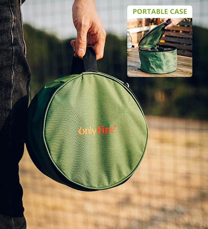 ONLYFIRE Portable Camping Gas Stove with Storage Bag & Foldable Brackets, 5 Burners Camp Stove 3 Fuels Adapters, Propane Stove for Outdoor Cooking Picnic Camping Backpacking Hiking, Green GS344