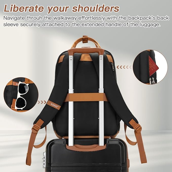 Kono Luggage Set 3 Piece Carry On Hardside Luggage with TSA Lock Spinner Wheels Carry On Suitcase Apricot Black