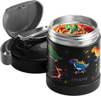 10 oz Soup Thermo for Hot Food Kids Insulated Food Jar with Spoon, Lunch Thermo Container, Width Mouth Vacuum Stainless Steel Food Thermo for School Travel, Leakproof, Easy to Open(Black)