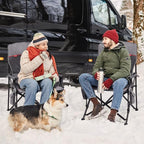 TIMBER RIDGE Oversized Heated Camping Chair for Outdoor Sports, High Back Padded Lawn Chair for Adults Support Up to 500lbs with Cup Holder, Side Pocket(Power Bank not Included)