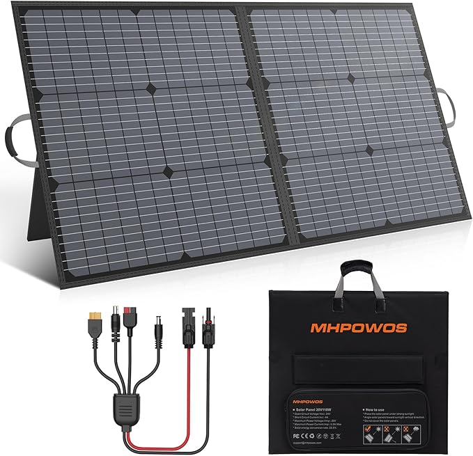 Solar Charger 110W Portable Solar Panel, IP67 Waterproof Foldable Solar Panel kit with 20V Output, 23.5% Efficiency Module for Outdoor Camping, Portable Power Station, Laptops, Motorhome, RV