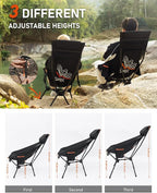 NOVSIGHT Camping Chair - High Back Lightweight Portable Camp Chairs with Headrest Breathable Backrest, Outdoor Folding Camping Chairs for Adults
