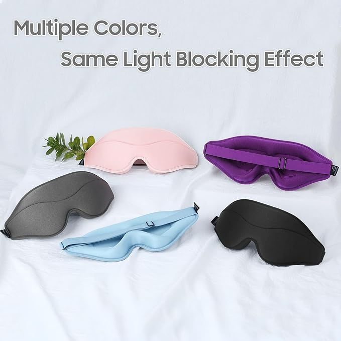 Sleep Mask - Total Blackout 3D Sleeping Mask, Super Lightweight & Silky Soft Eye Mask for Sleeping, Fully Adjustable Fit for Home, Traveling, Meditation, Yoga, Light Blue, Mothers Day Gifts