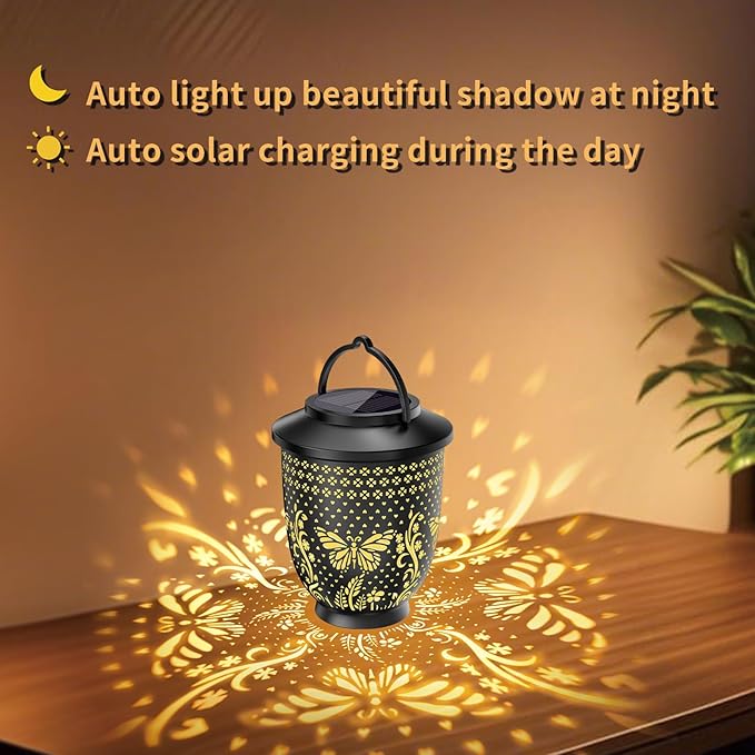 Butterfly Solar Lantern Outdoor Waterproof - Hanging Solar Lights Decorative Gifts for Women Mom, for Garden Decor, Backyard, Patio, Yard, Lawn, Porch (Butterfly)