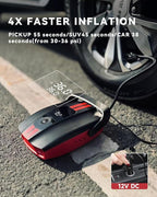 ZFOX 50PSI Paddle Board Pump, Portable Electric SUP Pump with Auto-Shutoff & Cooling Fan – Smart Inflation for Paddle Board, 9 Nozzles, HD LCD Display, 12V DC (Red-M)