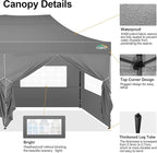 COBIZI 10x20 Pop up Canopy Tent 10x20 Canopy with 6 Sidewalls Waterproof Heavy Duty Commercial Tent for Parties Outdoor Garden Gazebo, Carry Bag with Wheel(10x20ft, Gray)