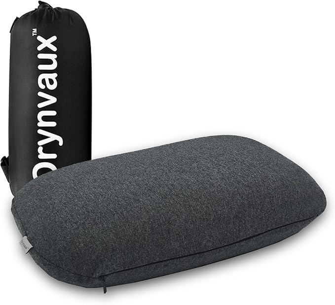Memory Foam Camping Pillow - Lightweight & Portable Small Travel Pillow for Airplane & Train Travel, Camping, Backpacking, Removable Washable Cover, Easy to Clean, Includes Storage Bag