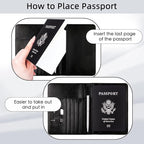WALNEW Passport Holder for Travel, RFID Passport Cover Wallet for Women Men, PU Leather Passport Book Card Holder Case with Pen, Travelling Essentials for Flying