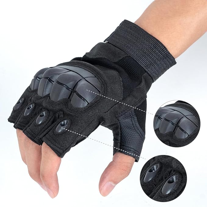 GCSIOM Tactical Fingerless Gloves Breathable, Non-Slip, Impact Resistant, Suitable for Outdoor Cycling, Motorcycle Riding, Rock Climbing