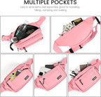 CXWMZY Fanny Packs For Women & Men Waist Pack Hip Bum Bag with Multi-Pockets Large Capacity Waterproof Casual Bum Bag for Disney Traveling Casual Cycling Running Hiking (Pink)
