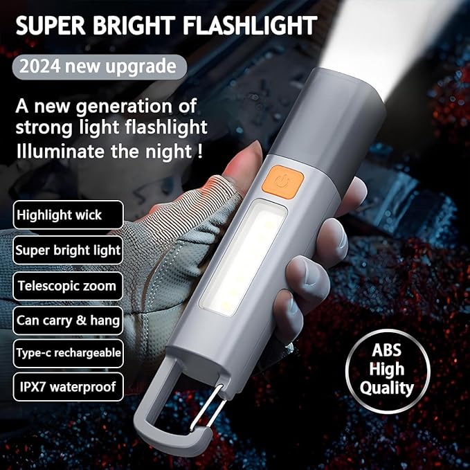 Rechargeable LED Flashlights High Lumens, 20,000 Lumens Super Bright Flashlight with USB Cable and Hook, 3 Modes, Waterproof Flash Light Handheld Powerful Flashlight for Home Camping ﻿- 2 Pack