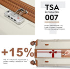 Kono 3 Piece Luggage Sets Expandable(only 28") Lightweight with Spinner Wheels TSA Lock Hardside Travel Rolling Suitcases 20in 24in 28in Carry on Cream White