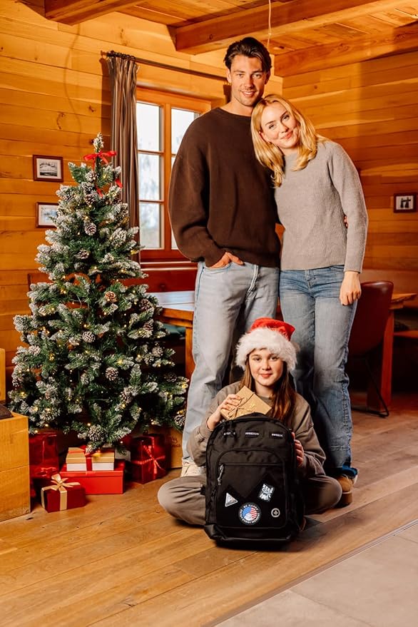 Swissdigital Design Big Student Laptop Backpack with Fun Personalized Patches For College Boy & Girl, Middle High School Teen Bookbag Cool Travel Daypack Green - Includes 3 Patches | SD1718-22