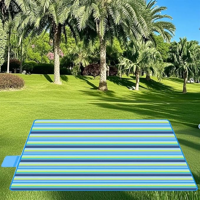 K Y KANGYUN Extra Large Picnic Blanket Outdoor Beach Blankets, Water-Resistant Foldable Sandproof Blankets Cute Picnic Mat for Beach, Camping Grass Lawn Park Mats (Blue, 80x60 in)