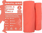 Rainleaf 2 Pack Microfiber Quick Dry Travel Towel, Super Absorbent Ultra Compact Lightweight Camping Towel for Gym, Hiking, Pool, Yoga - Brick Red