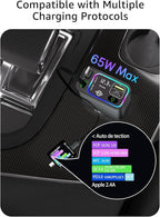 Retractable Car Charger USB C,145W Type C Car Charger Fast Charging with Dual Retractable USB C Cable and USB Ports for iPhone 17/16/15,S25/24/23/22, Pixel 9/8/7(Build-in Dual Type C Cable)