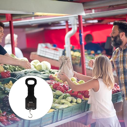 KALLORY Portable 30kg Digital Handheld Luggage Scale with Hanging Hook for Travel and Fishing, Electronic Weighing Scale with Backlit LCD Display and Tare Function