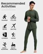 Men's 100% Merino Wool Base Layer Sets Lightweight Active Base Layer for Ski