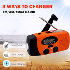Solar Emergency Hand Crank Weather Radio, Portable Self Powered NOAA AM/FM Radios with SOS Alarm LED Flashlight 5000mAh Power Smart Phone USB Charger for Camping (5000mAh Orange)