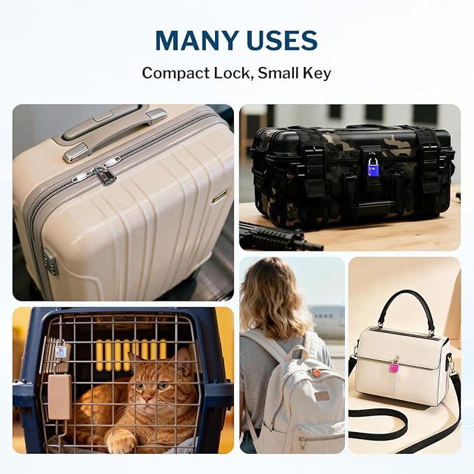 Forge Small Size TSA Approved Luggage Locks: Key Locks for Travel. Ultra Secure Dimple Key Travel Locks Alloy Body Luggage Locks. Black 8 Pack.