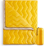 UNIKOME Lightweight Travel Blanket, Waterproof Warm Puffy Down Alternative Camping Blanket with Corner Loops, 75'52', Yellow