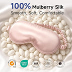 Umisleep 100% Pure Mulberry Silk Sleep Mask, 22 Momme 6A Soft & Smooth Fibers, Breathable Eye Mask for Women Men, Better Light Blocking Sleeping Mask with Travel Pouch, Elastic Strap Blindfold, Pink