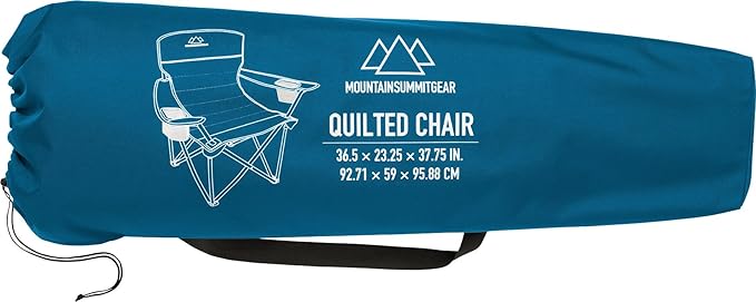 Quilted Standard Camping Chair with Padded Seat and Back for Camping/Hiking/Backpacking Made by Caddis Sports (Standard Chair (Blue))