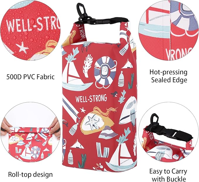 Boat First Aid kit, Roll Top Marine Tool Kit, Emergency Waterproof Kit for Fishing, Kayaking, Boating, Ponton, Beach, Swimming Red