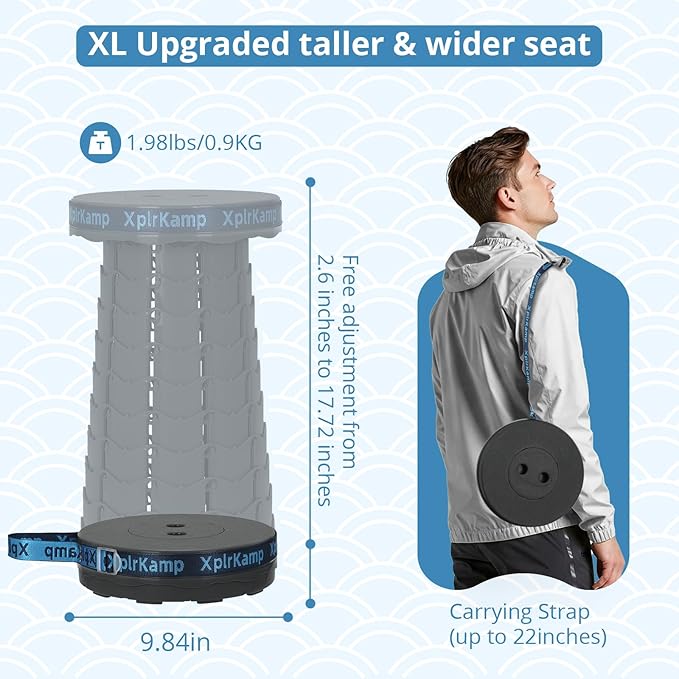 Upgraded Thickened Collapsible Stool, Portable Folding Stool Chair Lightweight But Sturdy Foldable Camping Stool, Retractable Telescopic Seat for Picnics Fishing Hiking BBQ (1, Black)