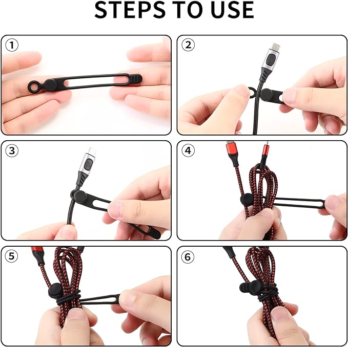 UMUST Silicone Cable Straps,10PCS 7.1"Cord Ties, Reusable Cable Ties，Travel Cord Organizer，Wire Organizer Ties for Kitchen,Home,School,Bundle Storage for Cables Etc（5 Colors）