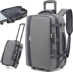 Fanwoli Vacuum Rolling Travel Backpack, Carry On Luggage with TSA Lock & Anti Theft Zipper, 70L Expandable Airback with Compression Pump, Waterproof Laptop Bag Ideal for Flight & Business