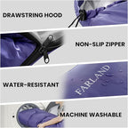 FARLAND Sleeping Bags 30℉ for Adults Teens Kids with Compression Sack Portable and Lightweight for 3-4 Season Camping, Hiking,Waterproof, Backpacking and Outdoors