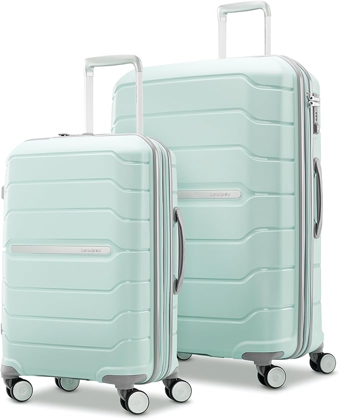 Samsonite Freeform 2-Piece Luggage Set - Carry-On & Large Checked Luggage with Dual Spinner Wheels - Durable Polypropylene Hardshell - TSA Lock, Airline-Approved - Expandable Hard Shell - Mint Green