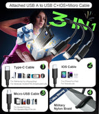 Portable Charger Power Bank - 60,000mAh Battery Pack, 22.5W Fast Charging Phone Charger with USB-C/iOS/Micro-USB Cable, Powerbank for iPhone 17 16 15 14 13 Samsung Google,for Travel Camping Essentials