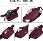 CXWMZY Fanny Packs For Women & Men Waist Pack Hip Bum Bag with Multi-Pockets Large Capacity Waterproof Casual Bum Bag for Disney Traveling Casual Cycling Running Hiking (Wine Red)