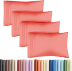 CGK Unlimited - Premium Microfiber Queen Size Coral Pillow Cover Set of 4, Machine Washable, Soft and Protective