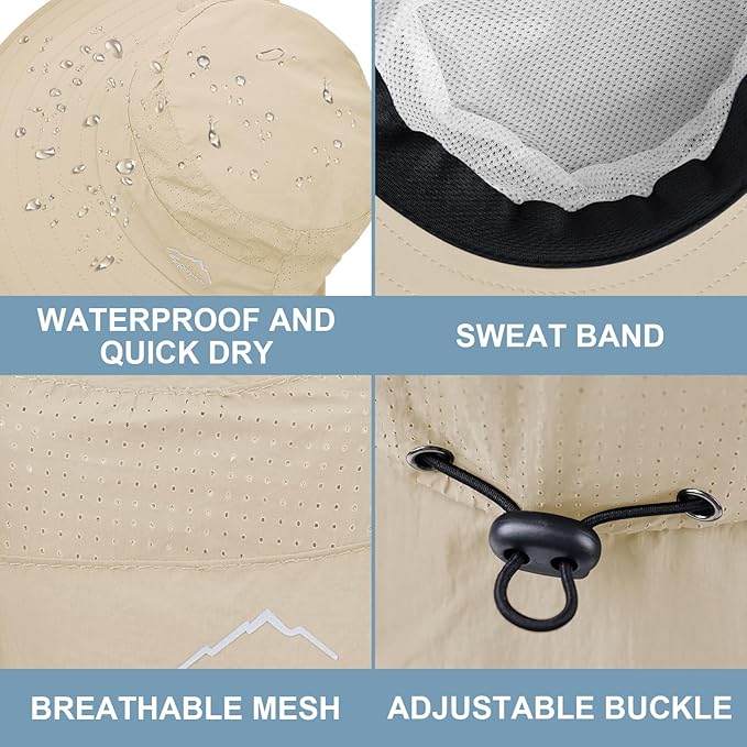 Sun Hat for Men Women with Neck Flap,UPF 50+ UV Protective Hiking Fishing Hats,Wide Brim Sun Hat for Women&Men