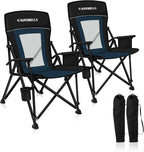 Camping Chair Portable Folding Lawn Chair Comfortable Hard Arm Sturdy for Family Camp, Outdoor, Sports, Beach, Travel, Support 400 lbs, Black&Blue