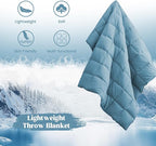 puredown® Upgraded Feather Down Throw Blanket – 12oz Enhanced Filling for Better Warmth & Comfort, Lightweight & Packable, 50"X70", Blue