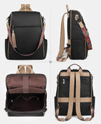 FADEON Leather Laptop Backpack for Women Designer 15.6 inch PU Laptop Bag, Ladies Travel Computer Work Backpack Black